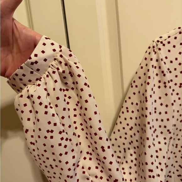 Andree by Unit Long Sleeve Cream Red Shirt Sz L - Picture 2 of 8